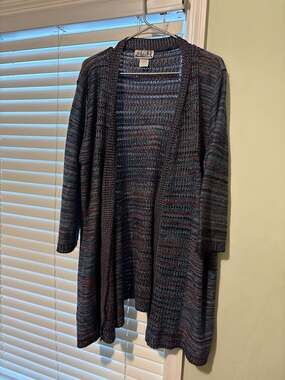 Two One Two New York Women's Plus Size 1X Multicolor Open Front  Knit Cardigan